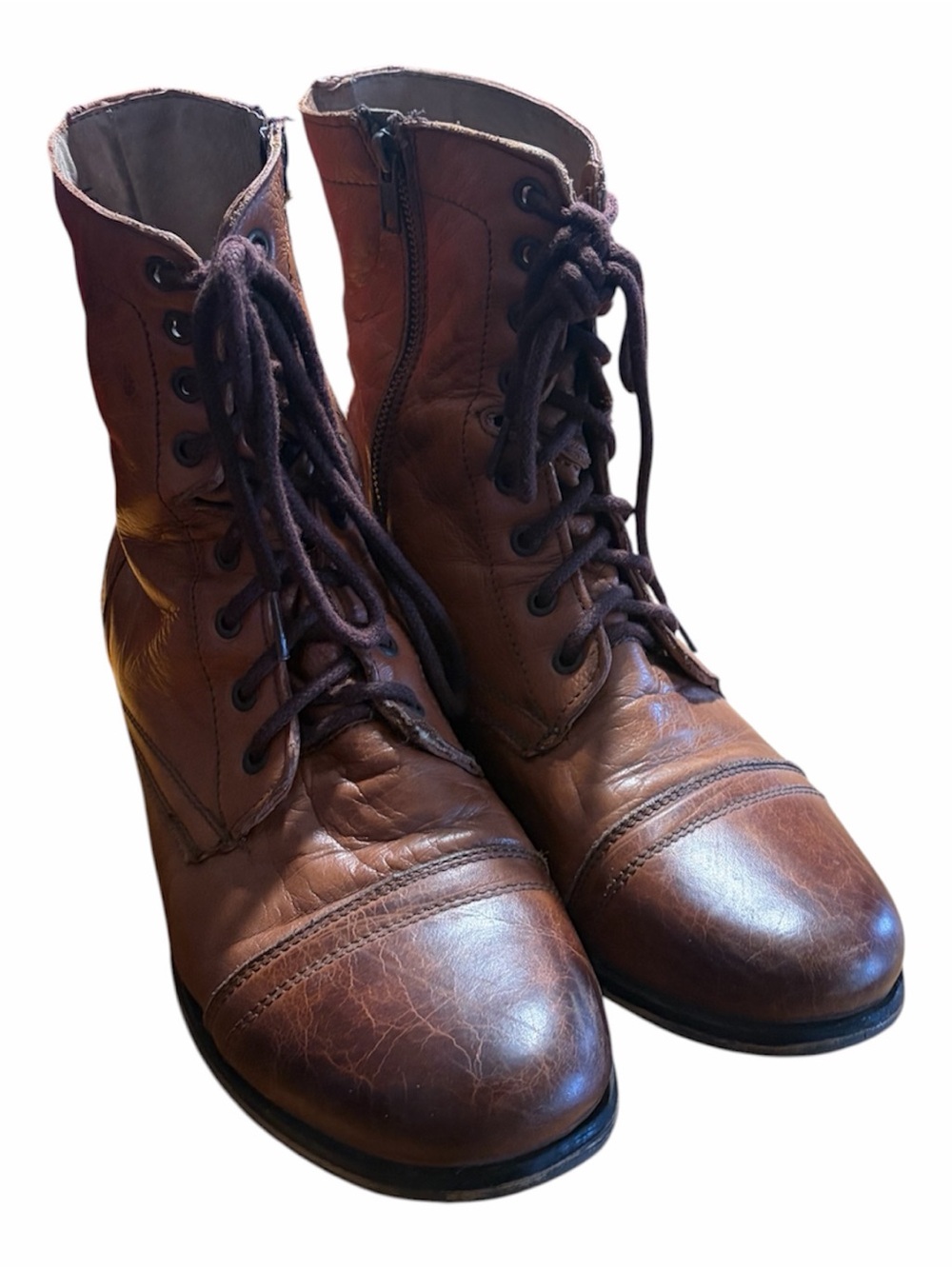 Steve Madden Troopa Combat Boot Women's Sz 10.5M Brown Leather 904 2819